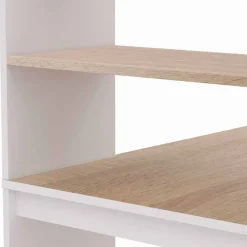 Bureau bibliothèque BEN avec étagères blanc et façon hêtre