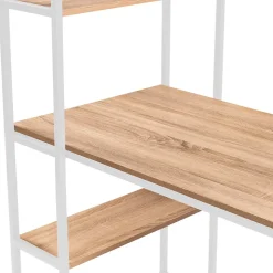 Bureau bibliothèque DETROIT design industriel bois et métal blanc