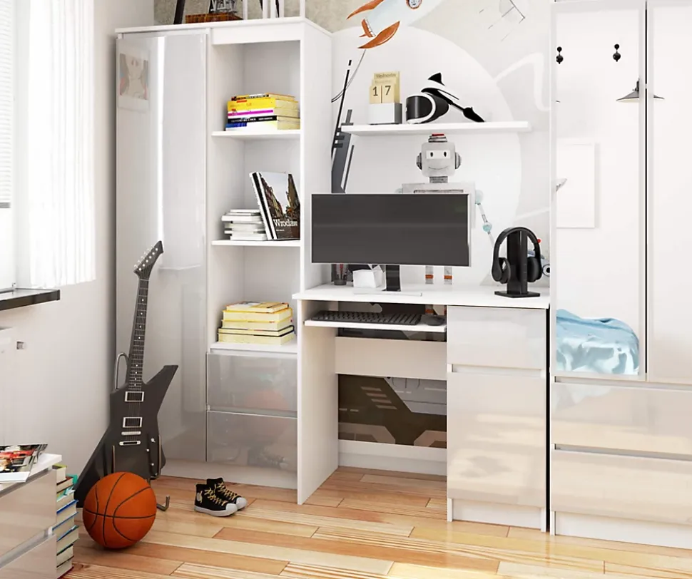 Bureau blanc / métallique armoire verrouillable / tiroir, 77 x 90 x 50 cm