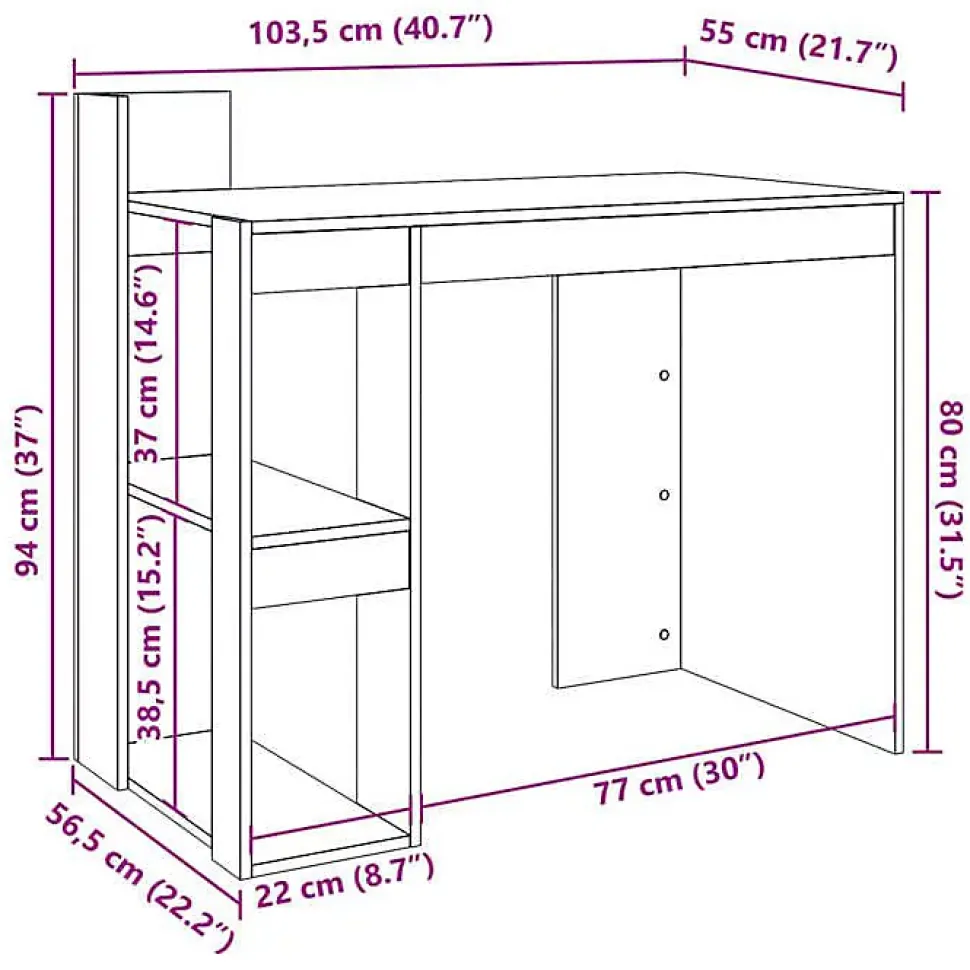 Bureau blanc 103,5x56,5x94 cm bois d'ingénierie vidaXL