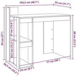 Bureau blanc 103,5x56,5x94 cm bois d'ingénierie vidaXL