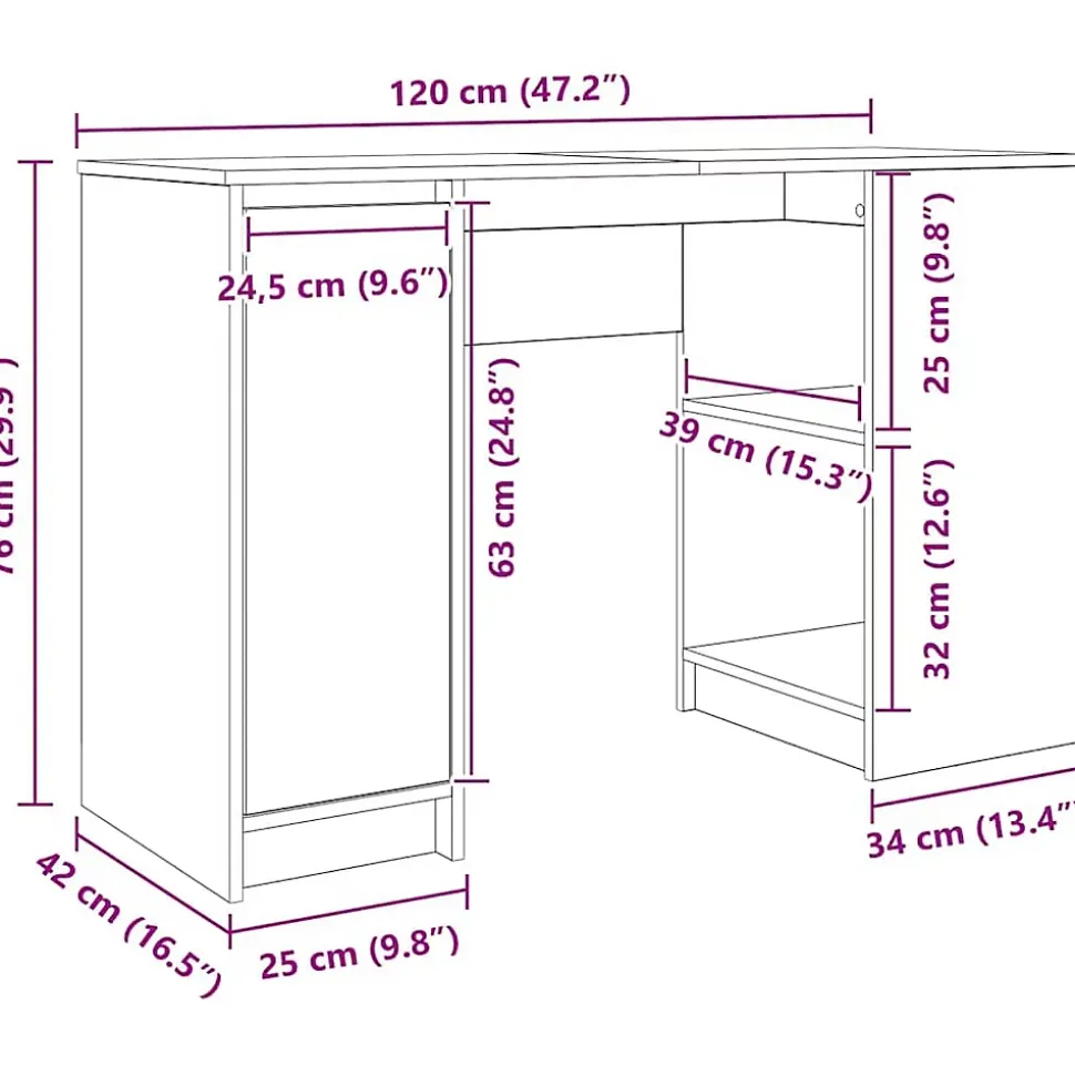 Bureau blanc 120x42x76 cm bois d'ingénierie vidaXL