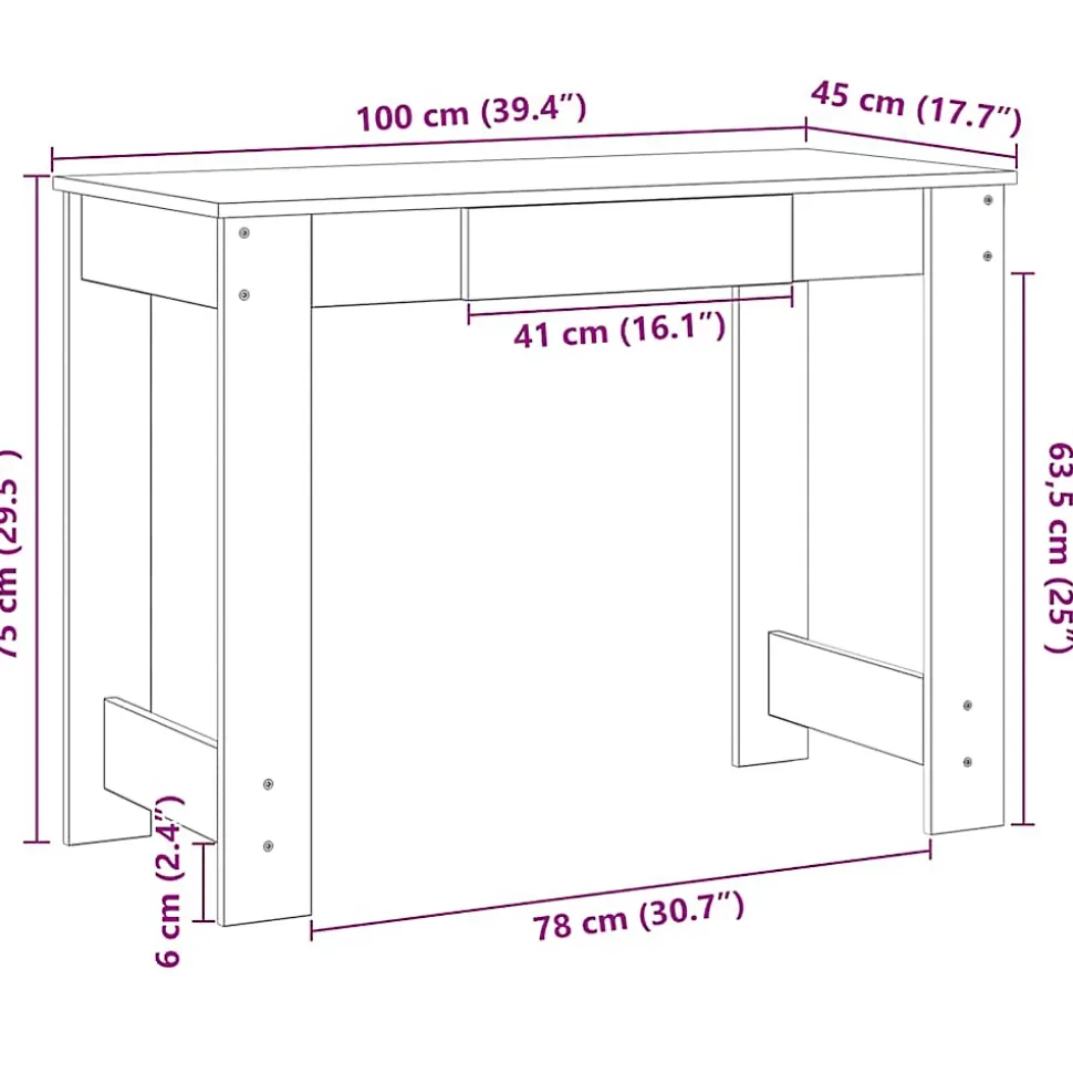 Bureau blanc 100x45x75 cm bois d'ingénierie vidaXL