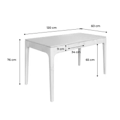 Bureau bois d'hévéa placage frêne 2 tiroirs naturel - L 120 x l 60 x H 76 cm - Alienor