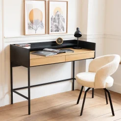Bureau bois et noir 2 tiroirs ARTHUR - HAPPY GARDEN