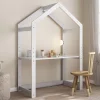 Bureau cabane enfant réglable LIA Montessori en bois massif - Blanc