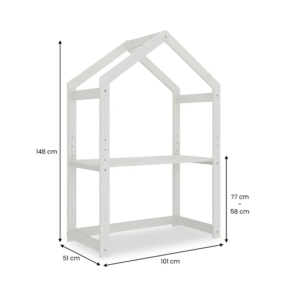Bureau cabane enfant réglable LIA Montessori en bois massif - Blanc