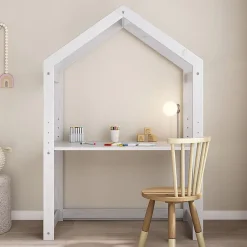 Bureau cabane enfant réglable LIA Montessori en bois massif - Blanc