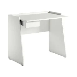 Bureau Calendula, Bureau moderne avec tiroir, Table d'étude ou de bureau, Porte-livre PC, 100% Made in Italy, 90x60h80 cm, Blanc