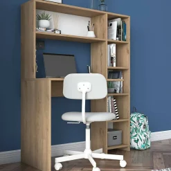 Bureau Callidora, Pupitre polyvalent, Table de bureau pour PC, Plan de travail, 113x40h142 cm, Chêne