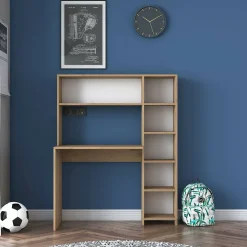 Bureau Callidora, Pupitre polyvalent, Table de bureau pour PC, Plan de travail, 113x40h142 cm, Chêne