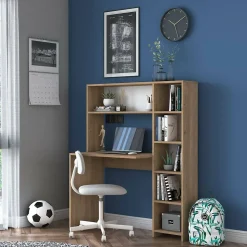 Bureau Callidora, Pupitre polyvalent, Table de bureau pour PC, Plan de travail, 113x40h142 cm, Chêne