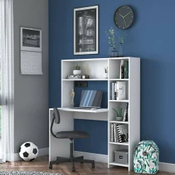 Bureau Callidora, Pupitre polyvalent, Table de bureau pour PC, Plan de travail, 113x40h142 cm, Blanc