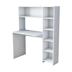 Bureau Callidora, Pupitre polyvalent, Table de bureau pour PC, Plan de travail, 113x40h142 cm, Blanc