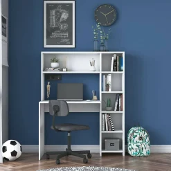 Bureau Callidora, Pupitre polyvalent, Table de bureau pour PC, Plan de travail, 113x40h142 cm, Blanc