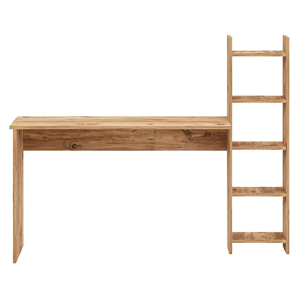 Bureau Chagtuniejle avec étagère 150 x 45 x 120 cm effet bois en.casa