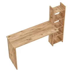 Bureau Chagtuniejle avec étagère 150 x 45 x 120 cm effet bois en.casa