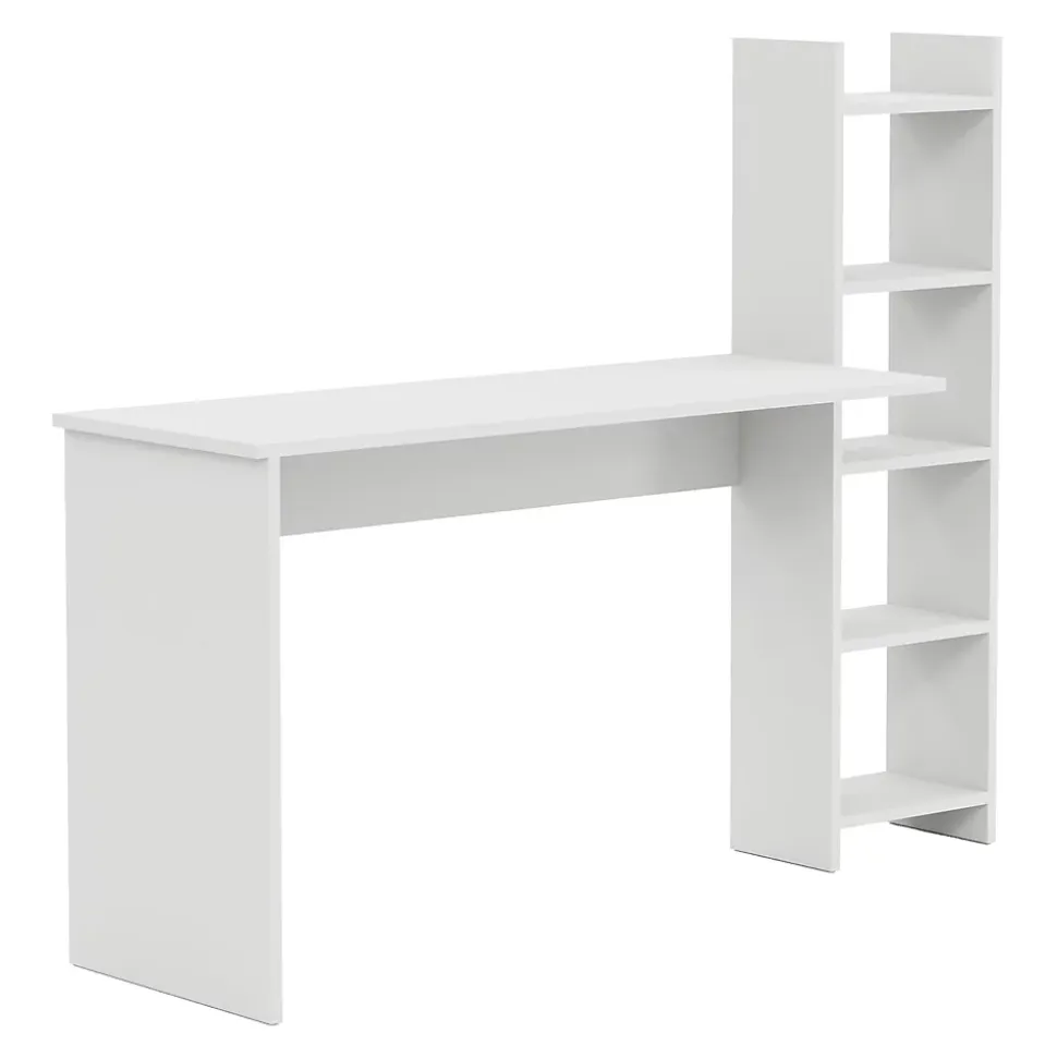 Bureau Chagtuniejle avec étagère 150 x 45 x 120 cm blanc en.casa