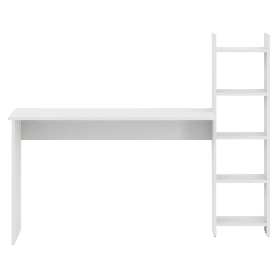 Bureau Chagtuniejle avec étagère 150 x 45 x 120 cm blanc en.casa