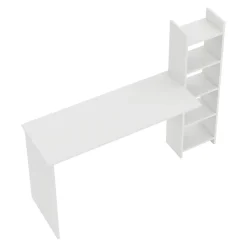 Bureau Chagtuniejle avec étagère 150 x 45 x 120 cm blanc en.casa