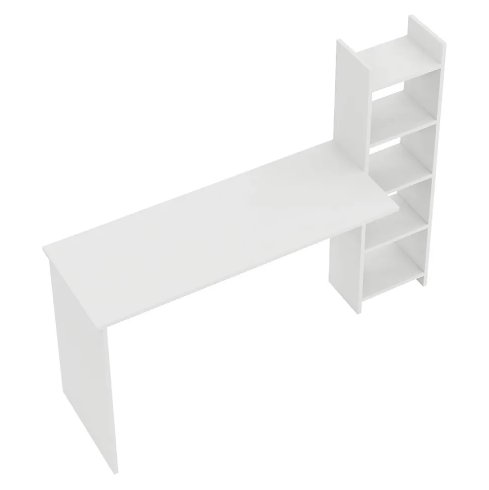 Bureau Chagtuniejle avec étagère 150 x 45 x 120 cm blanc en.casa