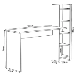 Bureau Chagtuniejle avec étagère 150 x 45 x 120 cm blanc en.casa
