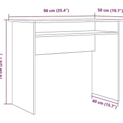 Bureau chêne artisanal 90x50x74 cm bois d'ingénierie vidaXL
