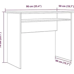 Bureau chêne artisanal 90x50x74 cm bois d'ingénierie vidaXL