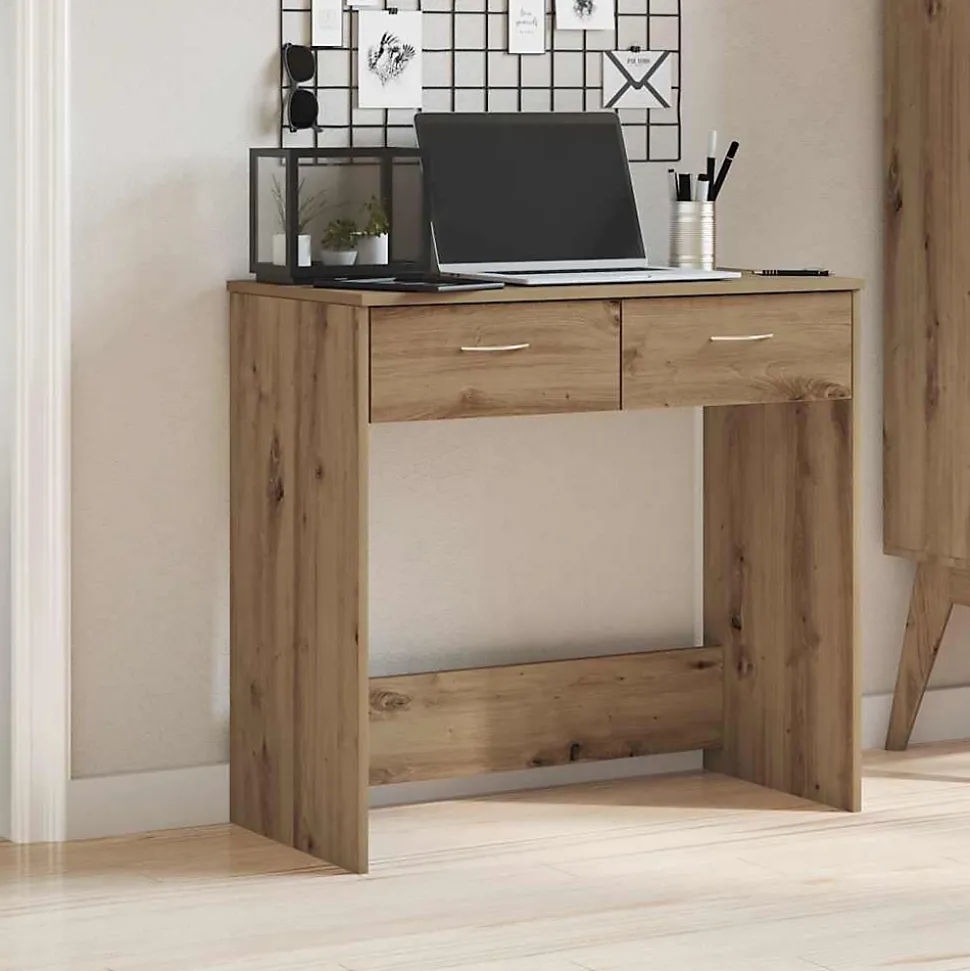 Bureau chêne artisanal 80x40x75 cm bois d'ingénierie vidaXL