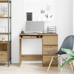 Bureau chêne artisanal 90x45x76 cm bois d'ingénierie vidaXL