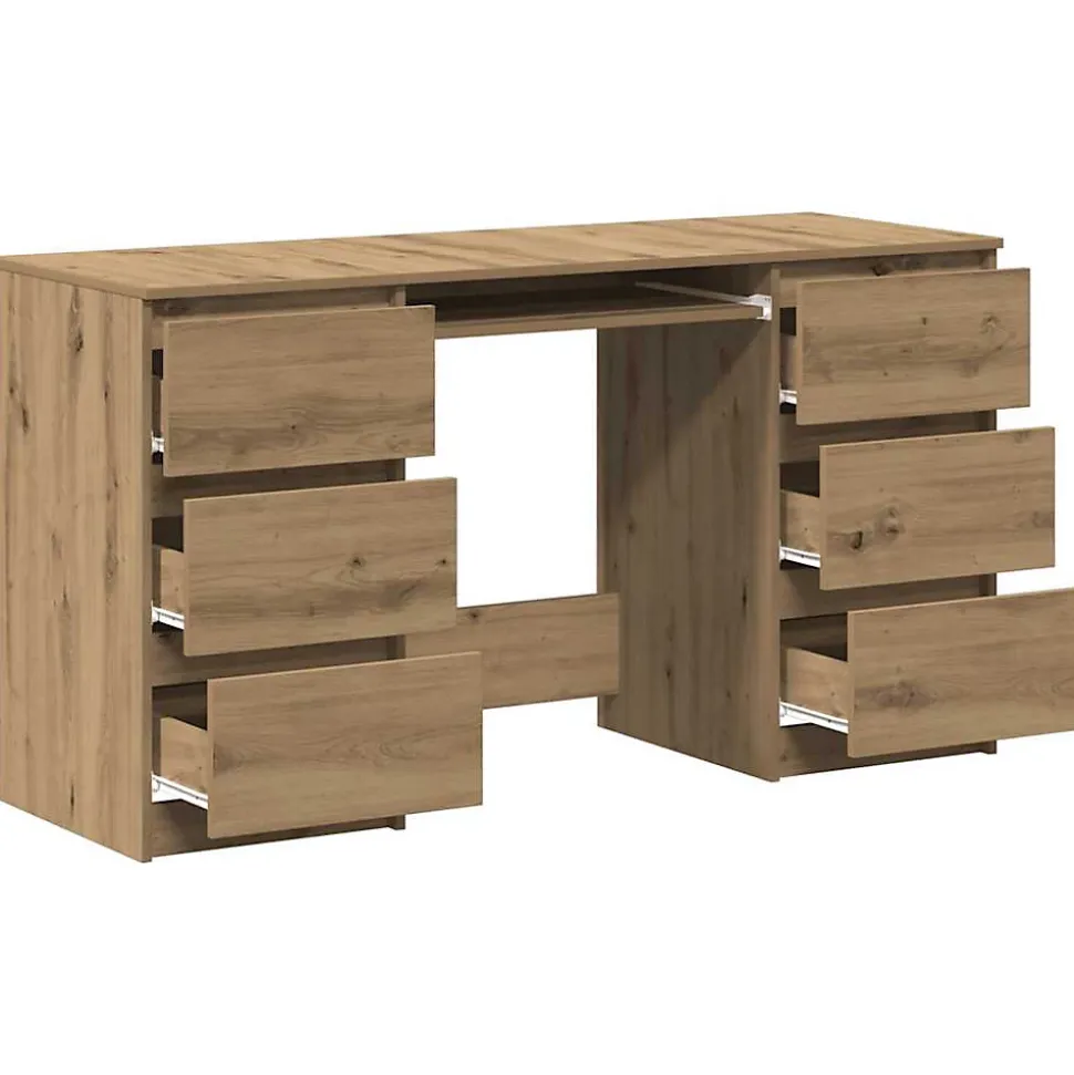 Bureau chêne artisanal 140x50x77 cm bois d'ingénierie vidaXL