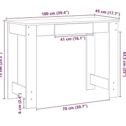 Bureau chêne artisanal 100x45x75 cm bois d'ingénierie vidaXL