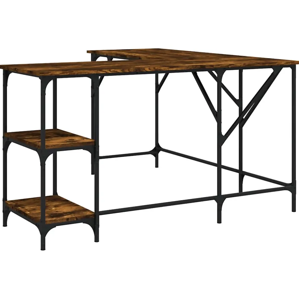 Bureau chêne fumé 139x139x75 cm bois d'ingénierie vidaXL