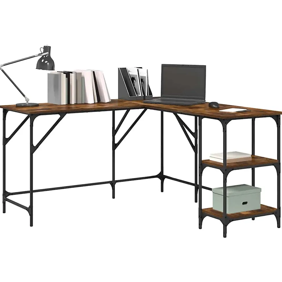 Bureau chêne fumé 139x139x75 cm bois d'ingénierie vidaXL