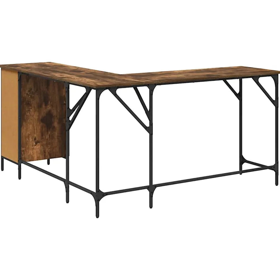 Bureau chêne fumé 141x141x75 cm bois d'ingénierie vidaXL