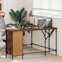 Bureau chêne fumé 141x141x75 cm bois d'ingénierie vidaXL