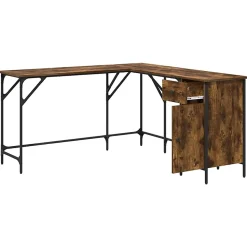 Bureau chêne fumé 141x141x75 cm bois d'ingénierie vidaXL