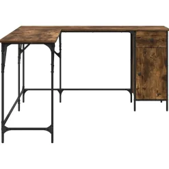 Bureau chêne fumé 141x141x75 cm bois d'ingénierie vidaXL