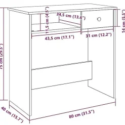 Bureau chêne fumé 80x40x75 cm bois d'ingénierie vidaXL