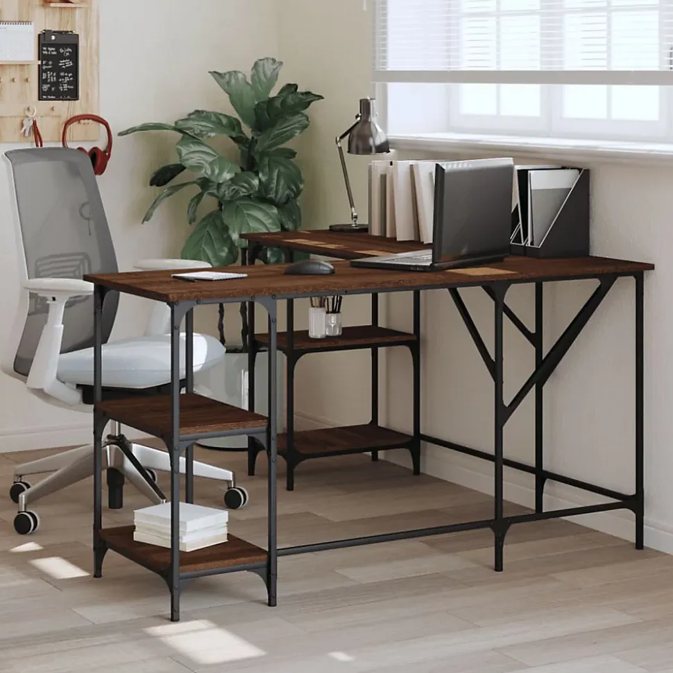Bureau chêne marron 139x139x75 cm bois d'ingénierie vidaXL