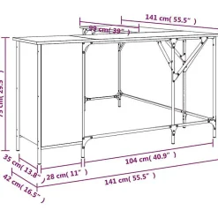 Bureau chêne marron 141x141x75 cm bois d'ingénierie vidaXL