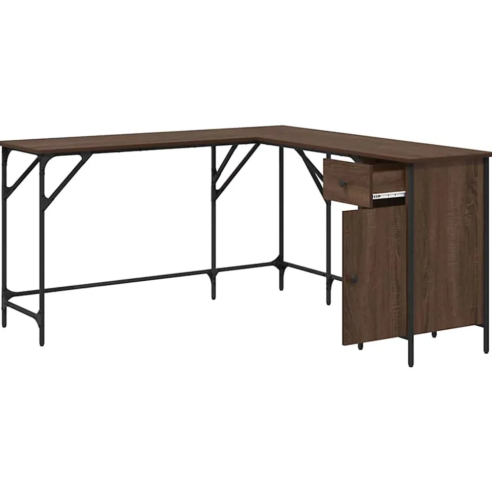 Bureau chêne marron 141x141x75 cm bois d'ingénierie vidaXL