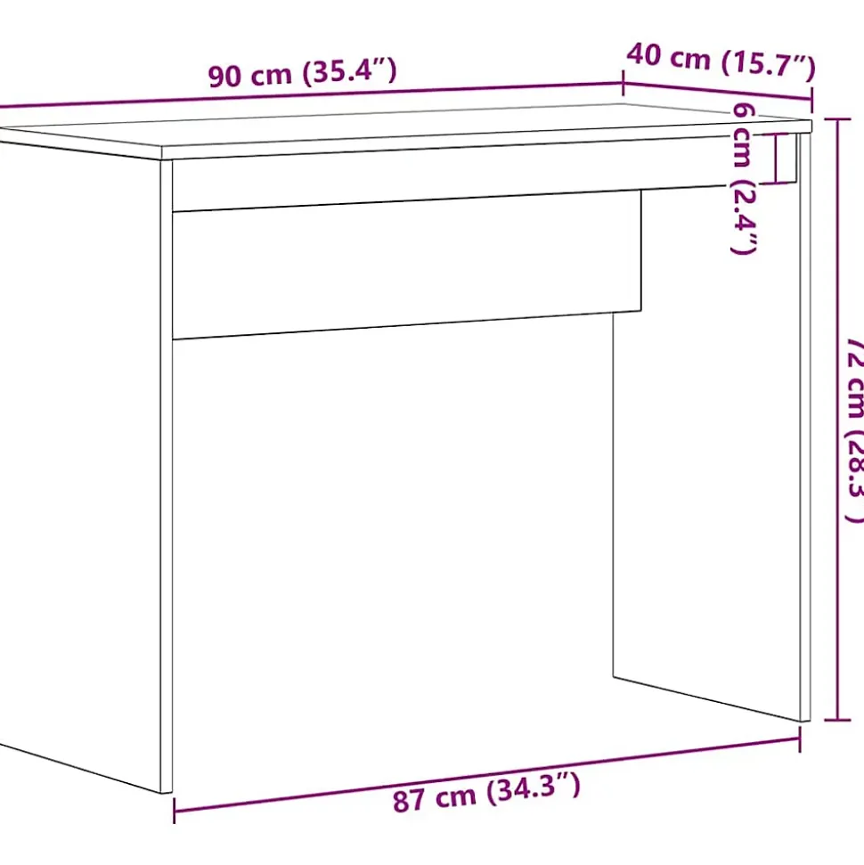 Bureau Chêne noir 90x40x72 cm Bois d'ingénierie vidaXL