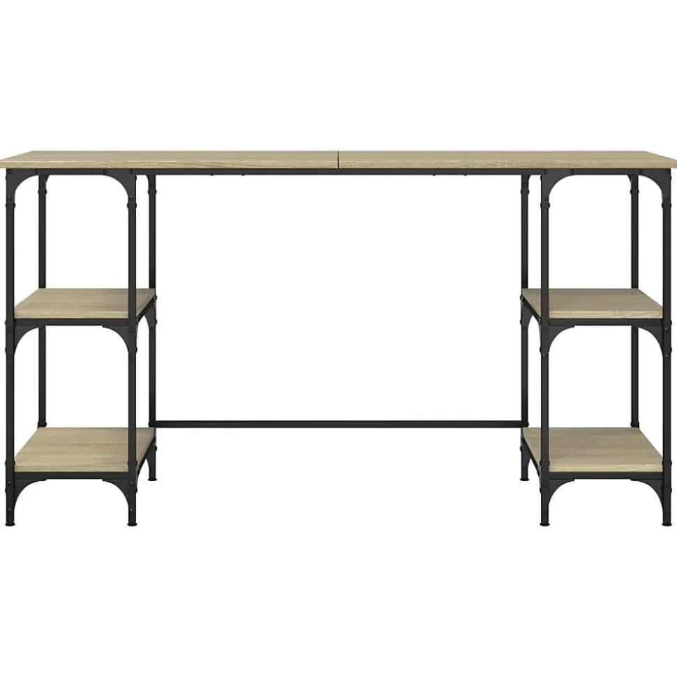 Bureau chêne sonoma 140x50x75 cm métal et bois d'ingénierie vidaXL