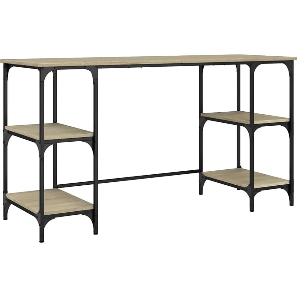 Bureau chêne sonoma 140x50x75 cm métal et bois d'ingénierie vidaXL
