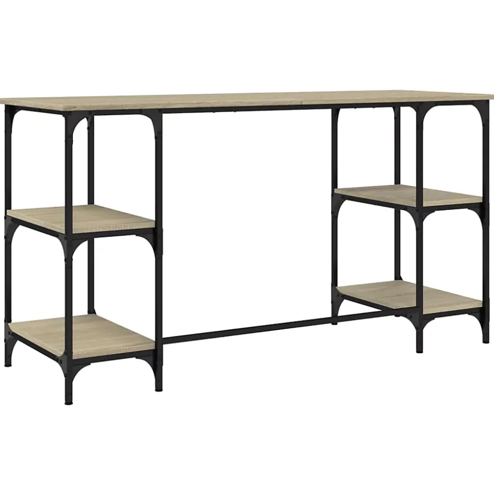 Bureau chêne sonoma 140x50x75 cm métal et bois d'ingénierie vidaXL