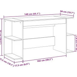 Bureau chêne sonoma 140x50x75 cm bois d'ingénierie vidaXL