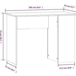 Bureau chêne sonoma 100x55x75 cm bois d'ingénierie vidaXL