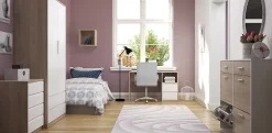 Bureau coloris chêne / blanc - Longueur 120 x Hauteur 75 x Profondeur 50 cm
