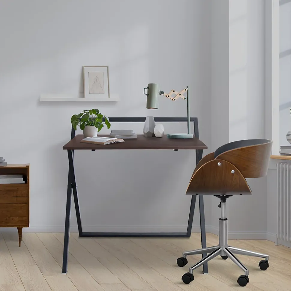 Bureau compact en effet bois noir pliable Teamson Home